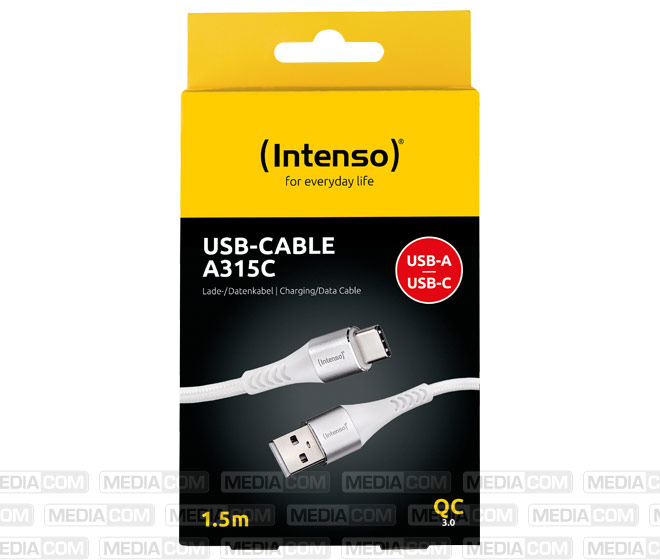 Ladekabel, USB-A/USB-C, 1.5m, weiss