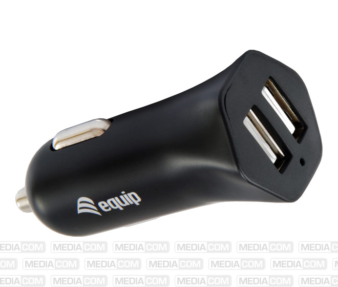 USB-Charger, KFZ, 2-Port, 12W, schwarz