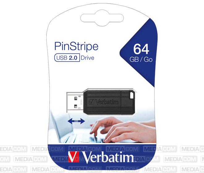 USB 2.0 Stick 64GB, PinStripe, schwarz