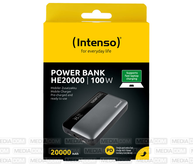 Akku Powerbank, 20.000mAh, HE20000, grau-schwarz