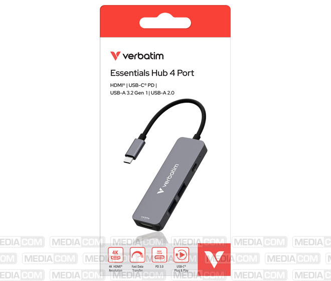 Hub, USB-C Essentials, 4 Port	