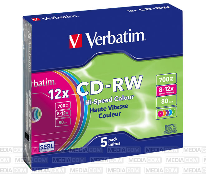 CD-RW 80Min/700MB/8-12x Slimcase (5 Disc)