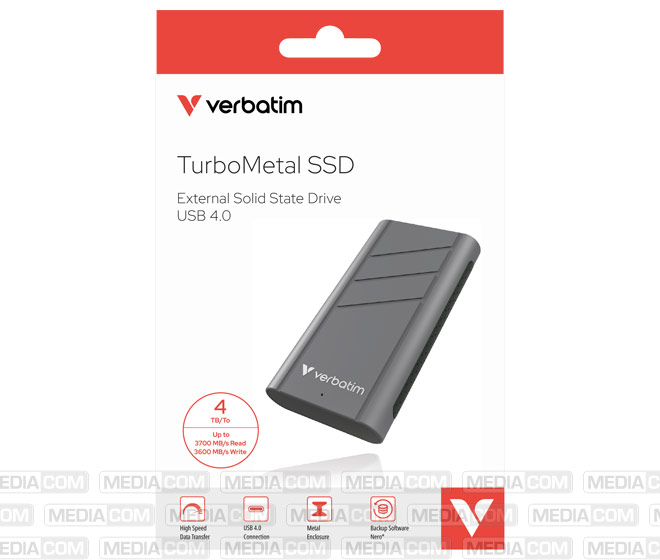 SSD 4TB, USB 4.0, Typ-C, TurboMetal, Metall