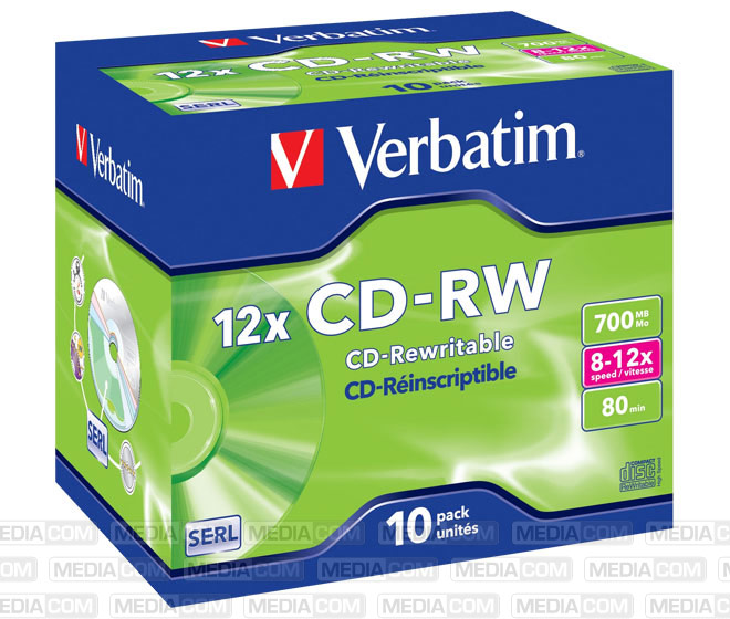 CD-RW 80Min/700MB/8-12x Jewelcase  (10 Disc)