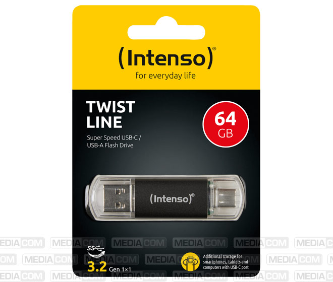 USB 3.2 Stick 64GB, Twist Line, anthrazit