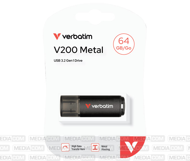 USB 3.2 Stick 64GB, V200 Metal, schwarz