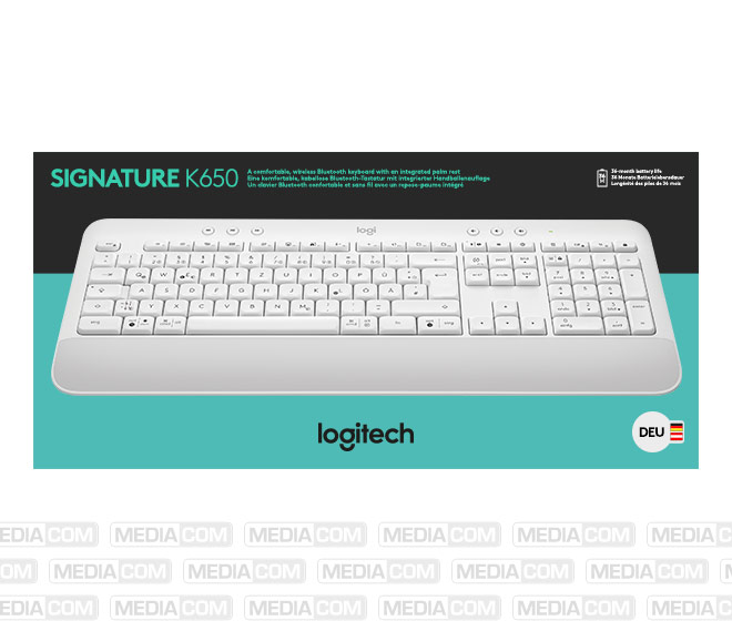 Tastatur K650, Wireless, Bolt, Bluetooth, weiss