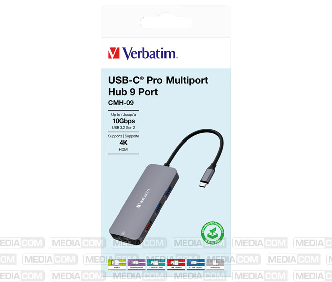 Hub, Multiport, CMH-09, 3x USB 3.2-A, 2x USB 3.2-C