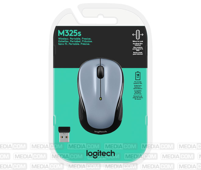 Maus M325s, Wireless, Light Silver