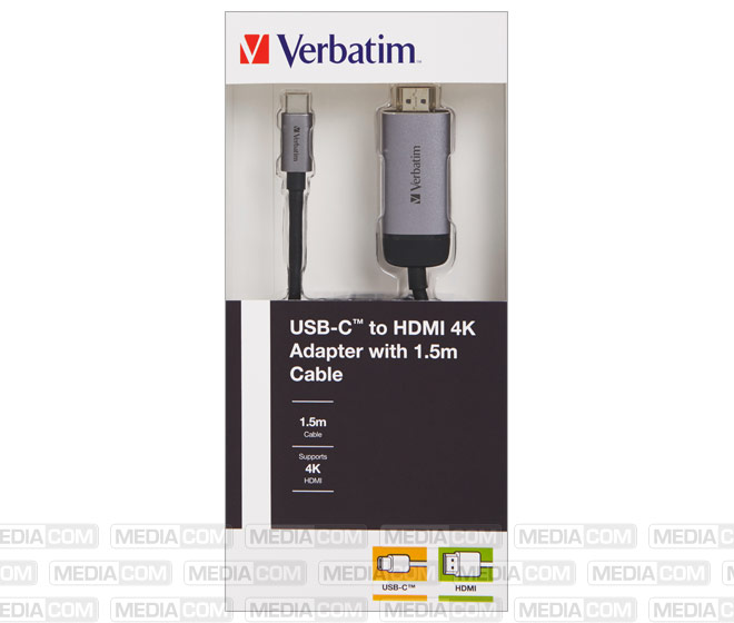 Adapterkabel, USB 3.1-C, HDMI 4K, silber-schwarz