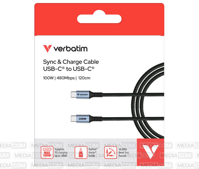 Ladekabel, USB-C/USB-C, 1.2m, schwarz