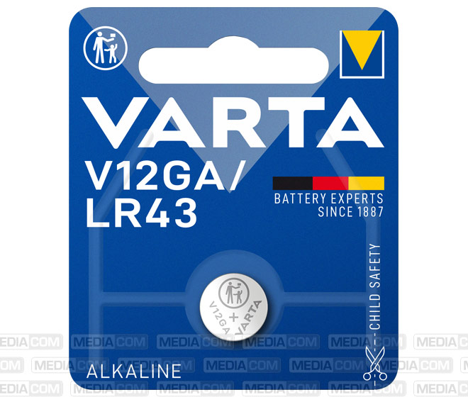 Batterie Alkaline, Knopfzelle, LR43, V12GA, 1.5V