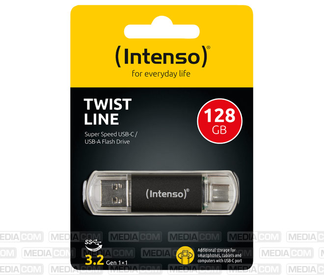 USB 3.2 Stick 128GB, Twist Line, anthrazit