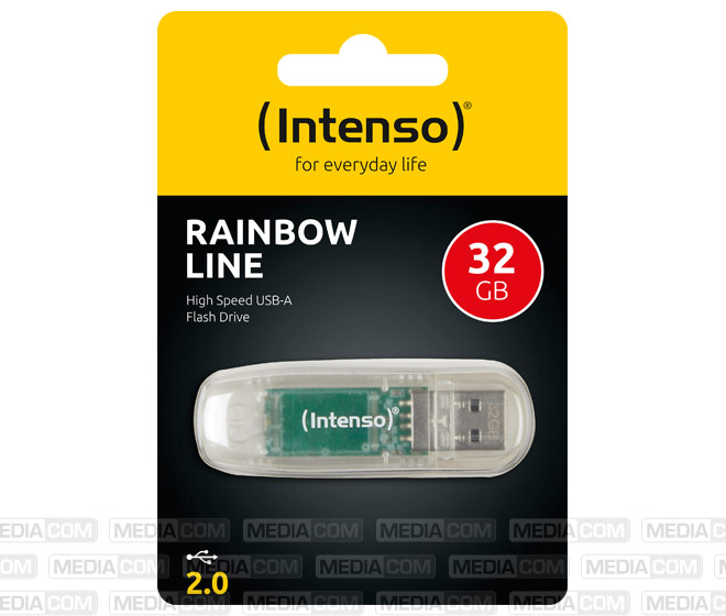 USB 2.0 Stick 32GB, Rainbow Line, transparent