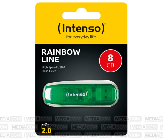 USB 2.0 Stick  8GB, Rainbow Line, grün