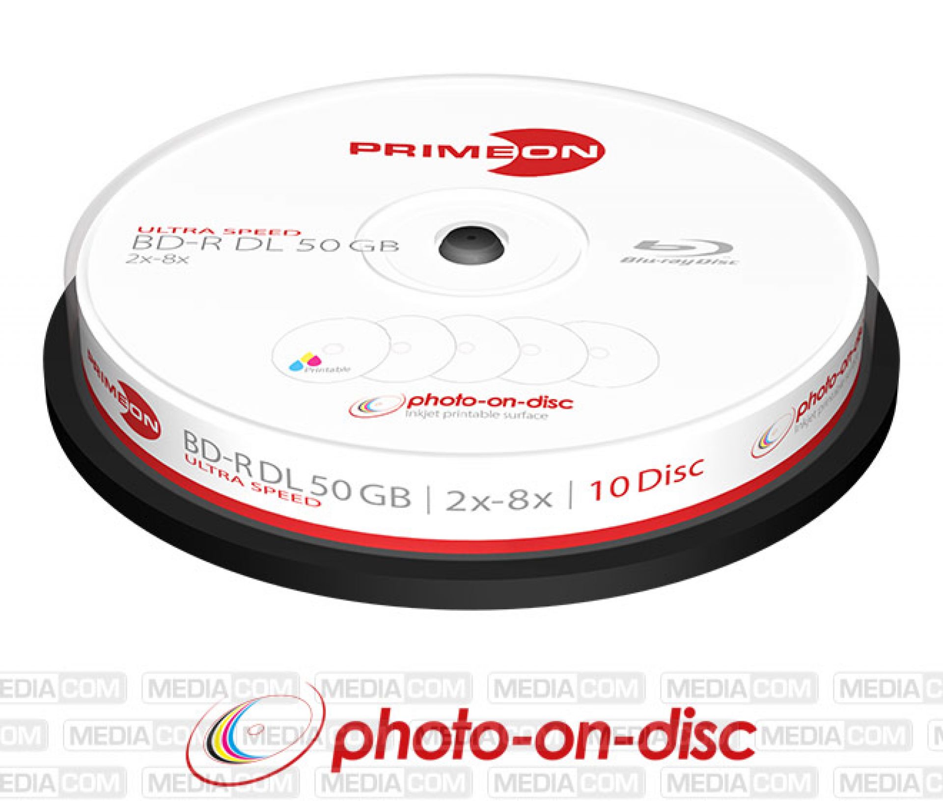 PRIMEON BDR DL 50GB/28x, Ultra Speed, Cakebox (10 Disc) photoondisc